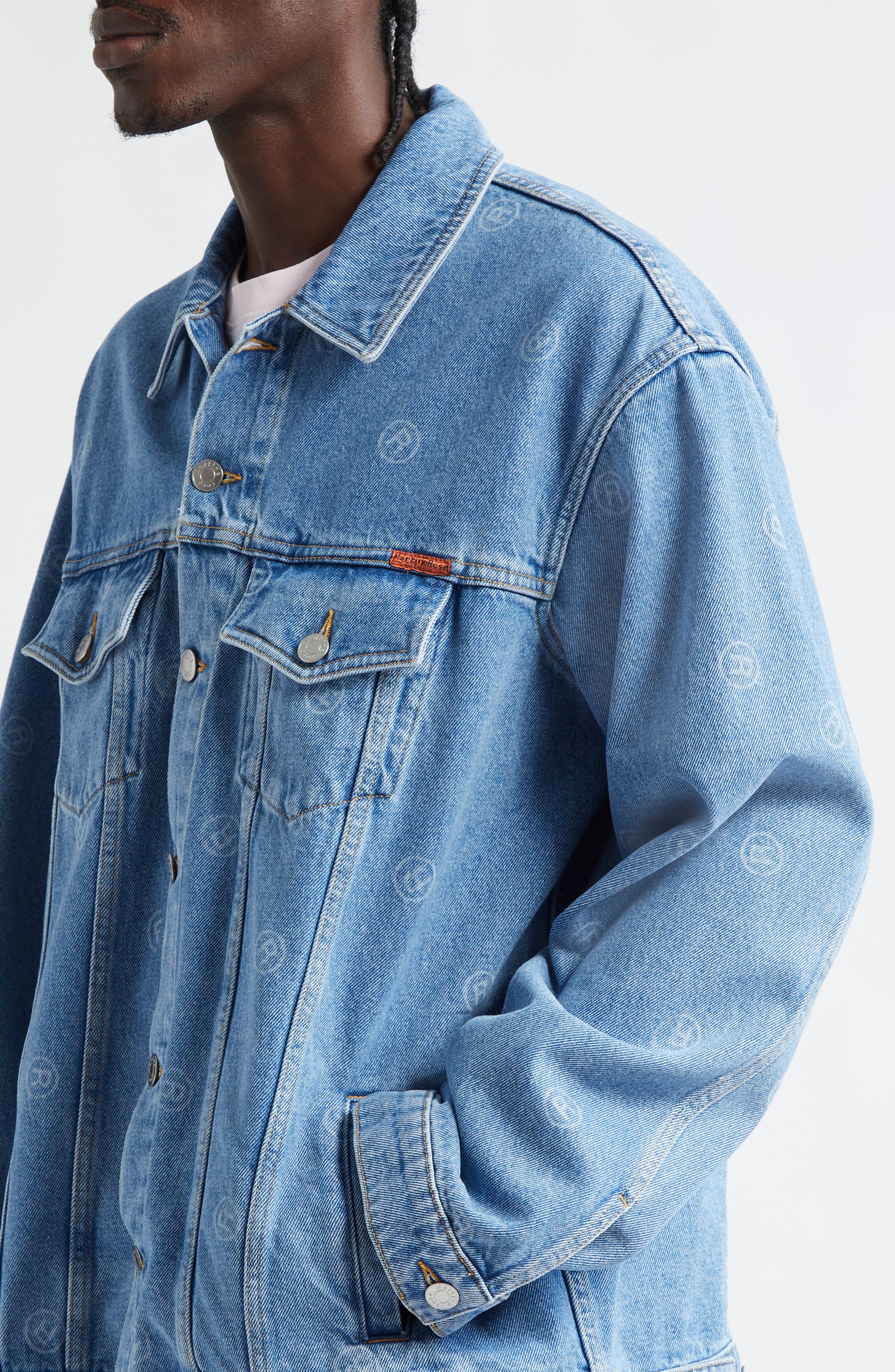 Martine Rose Oversize Denim Trucker Jacket in All Over Blue at Nordstrom - 5
