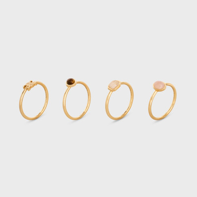 CELINE Triomphe Indie Set of 4 Rings in Brass with Gold Finish, Rutilated Quartz, Pink Quartz and Tiger Eye outlook