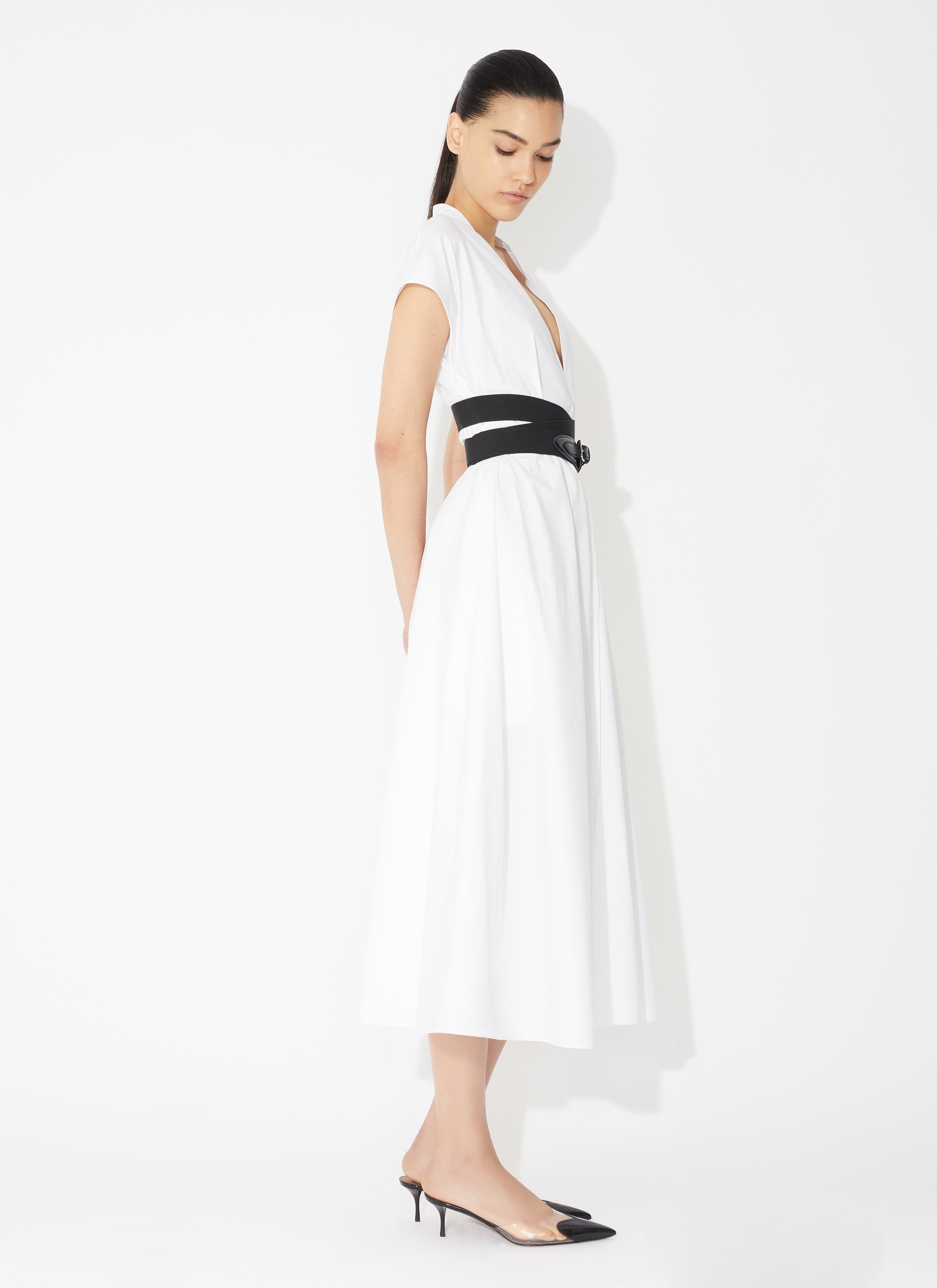 POPLIN CROSS BELT DRESS - 4