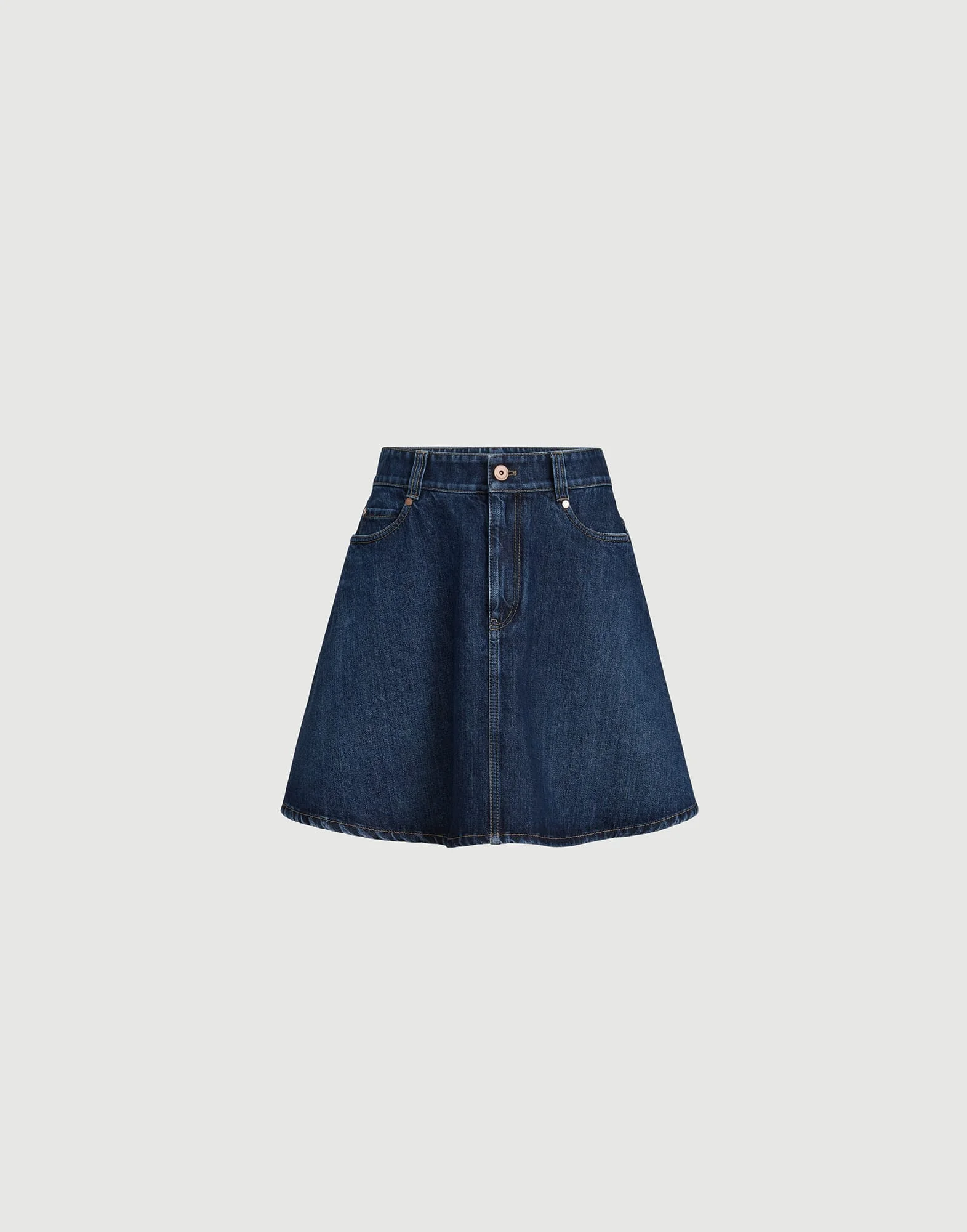 Authentic denim mini skirt with monili - 1