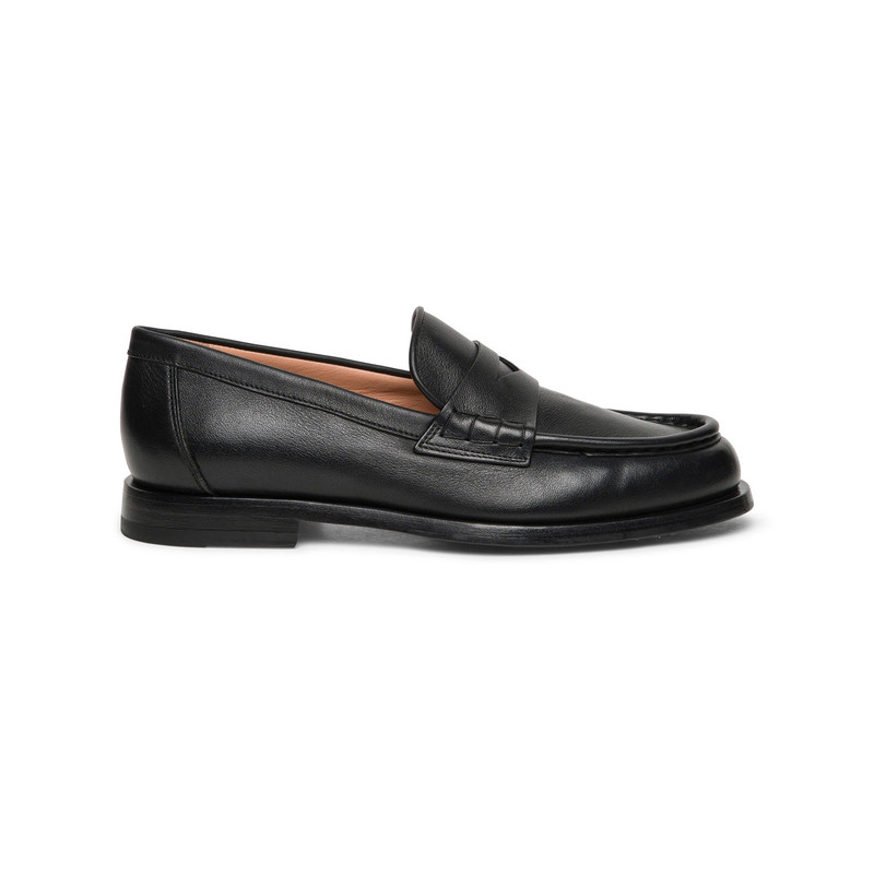 여성용 블랙 가죽 페니 loafer 1