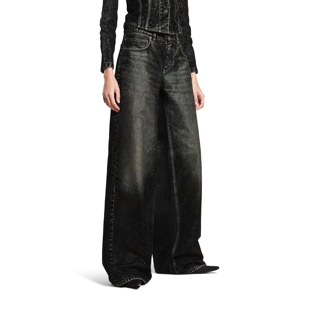 Women's Wide Leg Baggy Pants in Black - 5