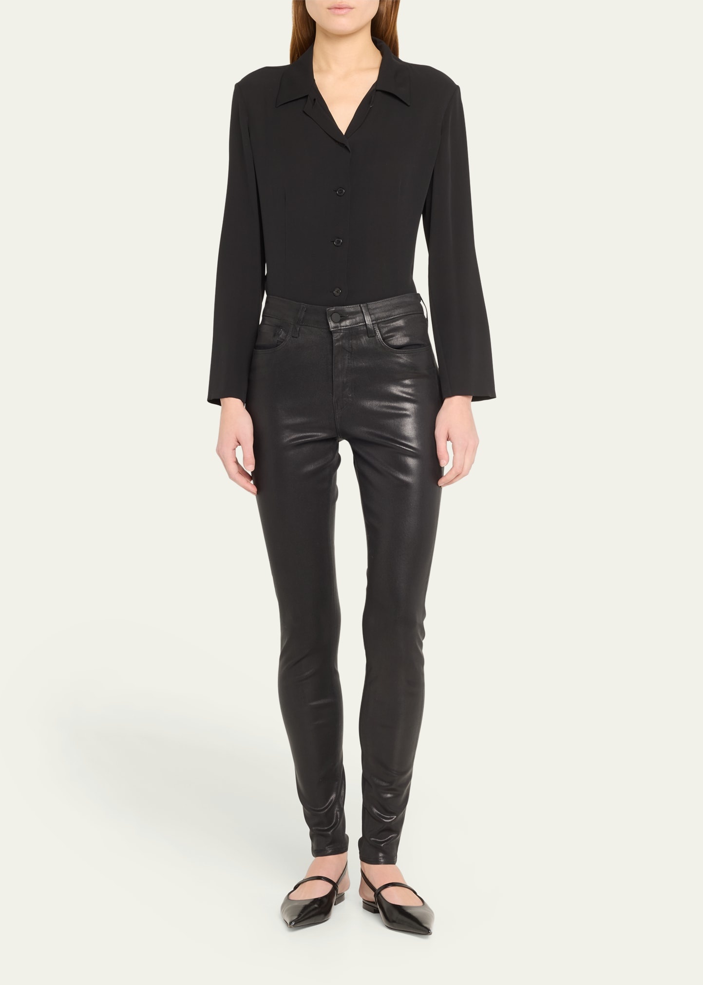 Marguerite Coated Modal Denim High-Rise Skinny Jeans - 2