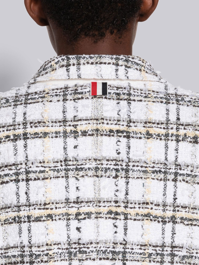 Plaid Ribbon Tweed High Armhole Chesterfield Coat 5