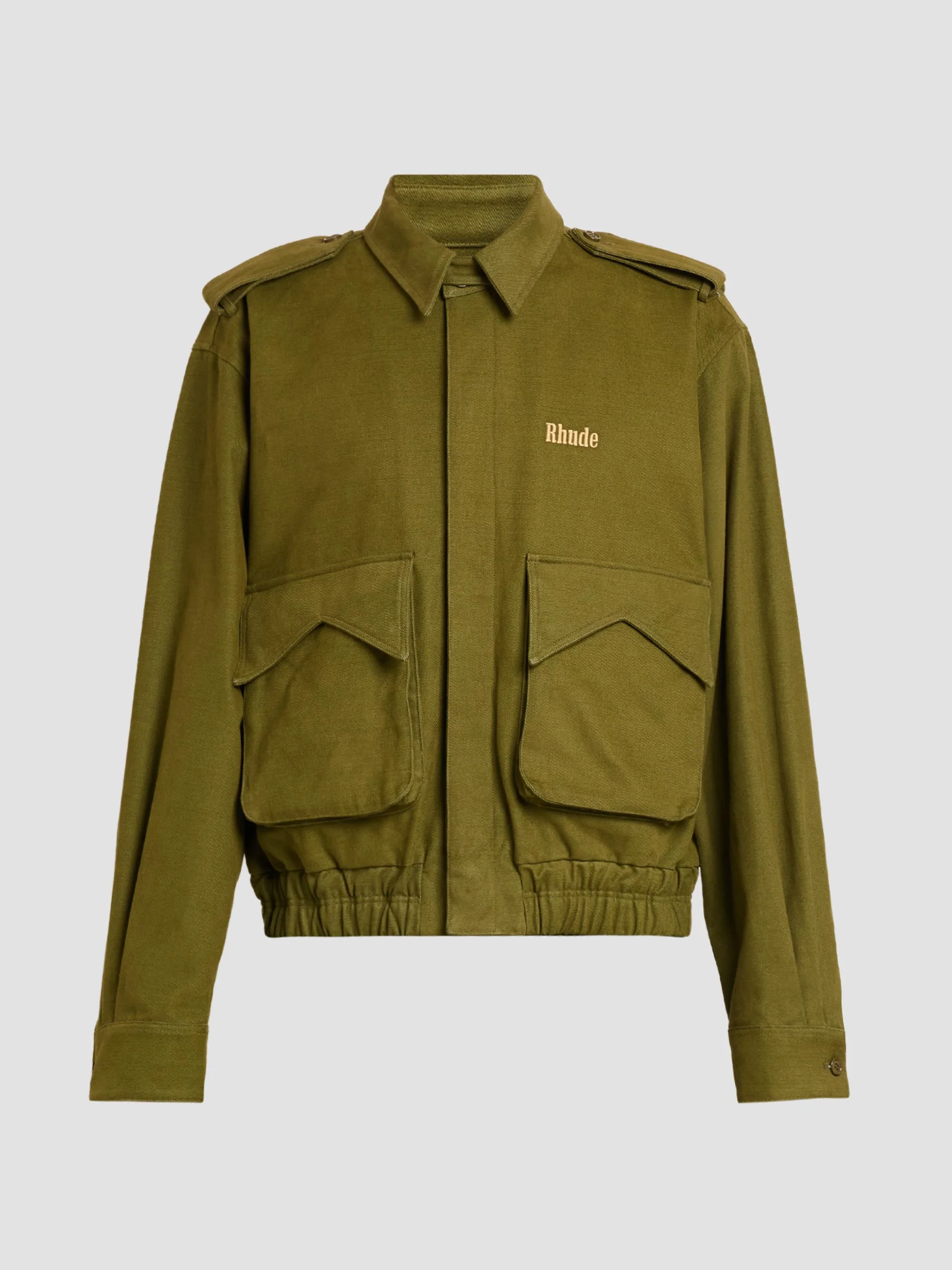 Men's Logo Cotton Pilot Jacket - Olive Green - 1