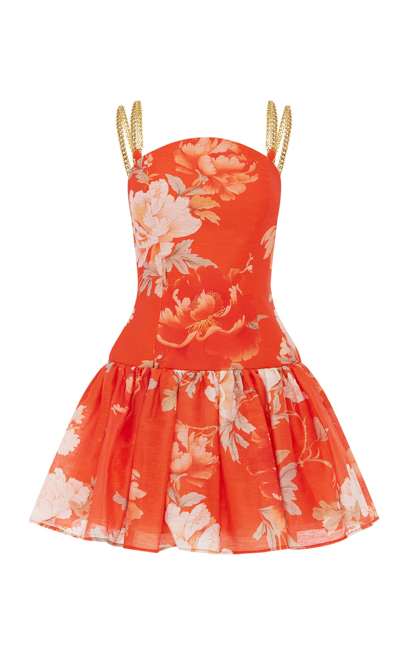 Lorena Ruffled Linen-Blend Mini Dress floral 1