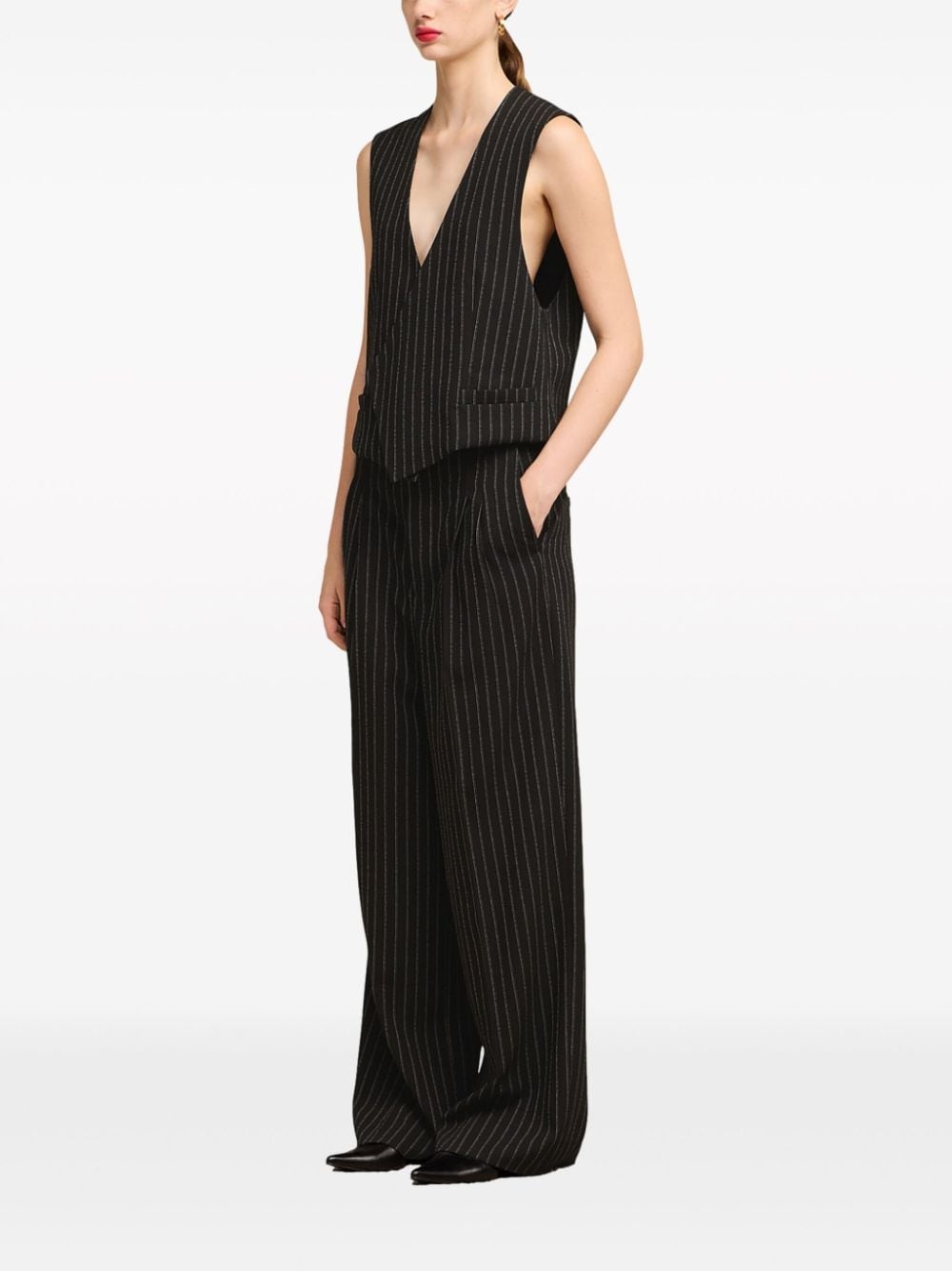 pinstriped crepe vest - 3