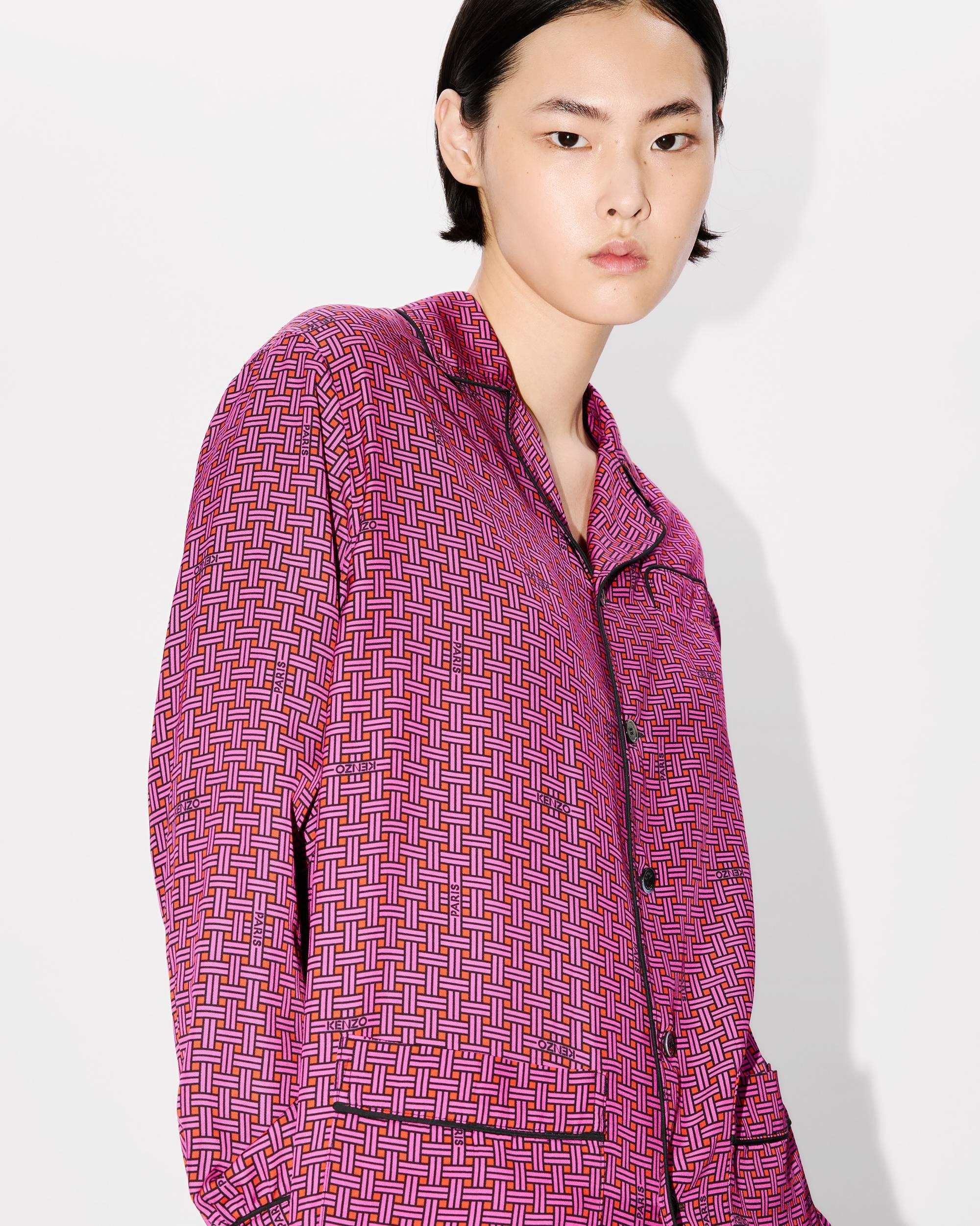Tシャツ・カットソー KENZO FW24 WEAVE OVERSIZE SHIRT (FE65CH5109JD 01) KENZO 'KENZO Weave' oversized shirt | REVERSIBLE