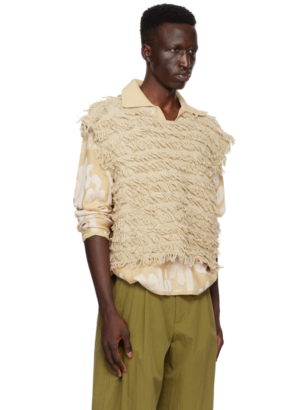 Beige Fringed Vest - 2