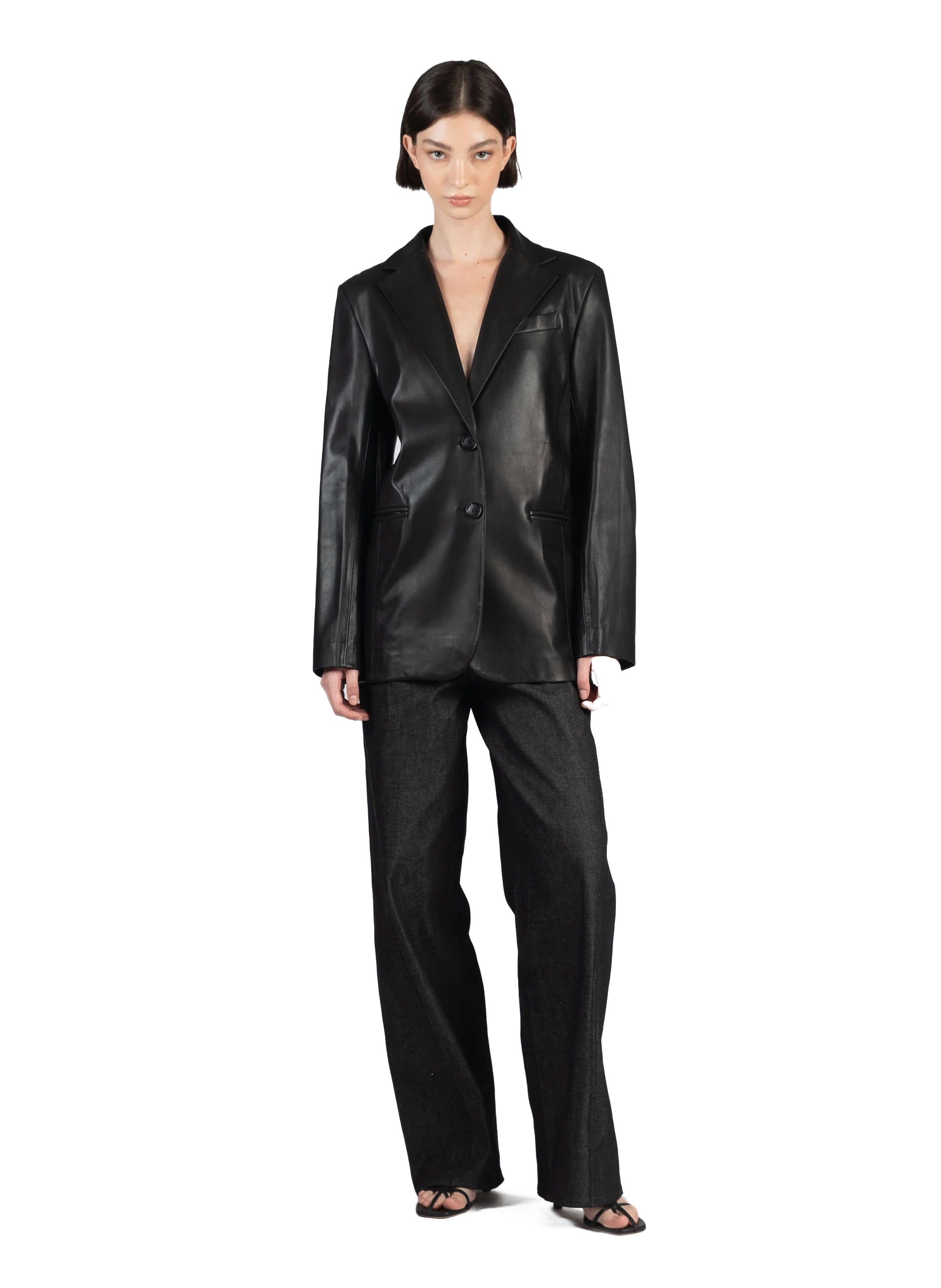 Leather Suit Jacket/Black - 1