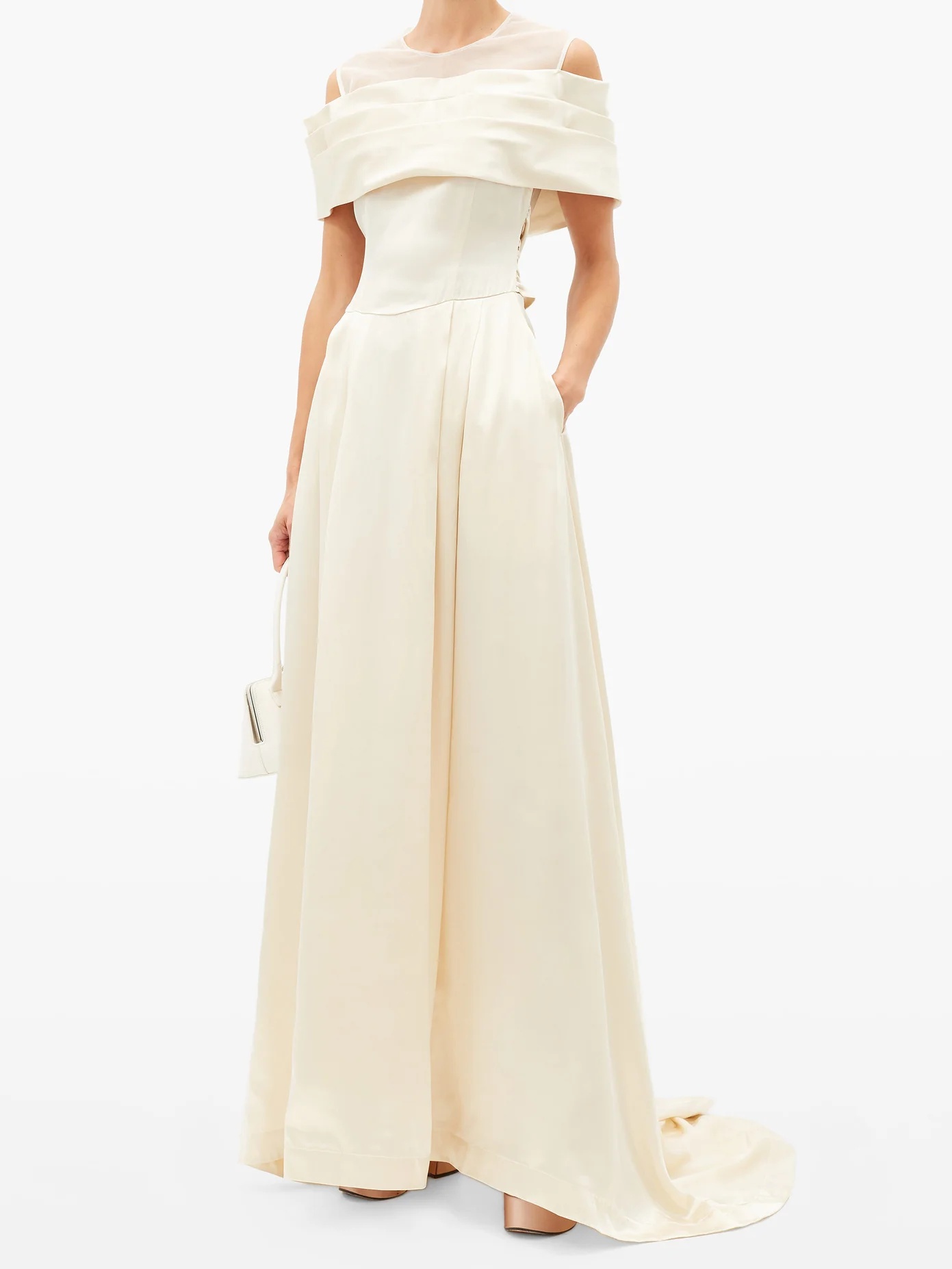 Off-the-shoulder silk-satin gown - 2