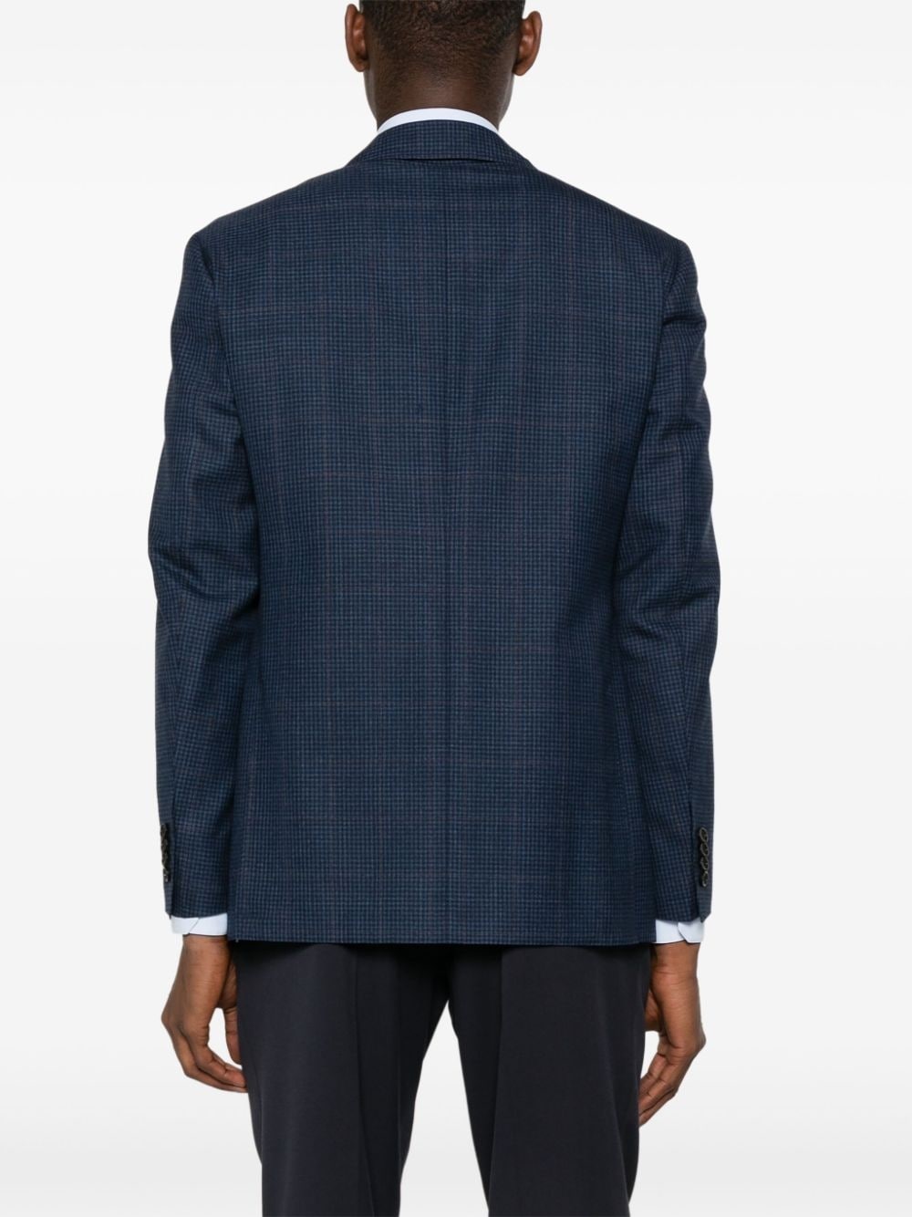 checked wool blazer - 4