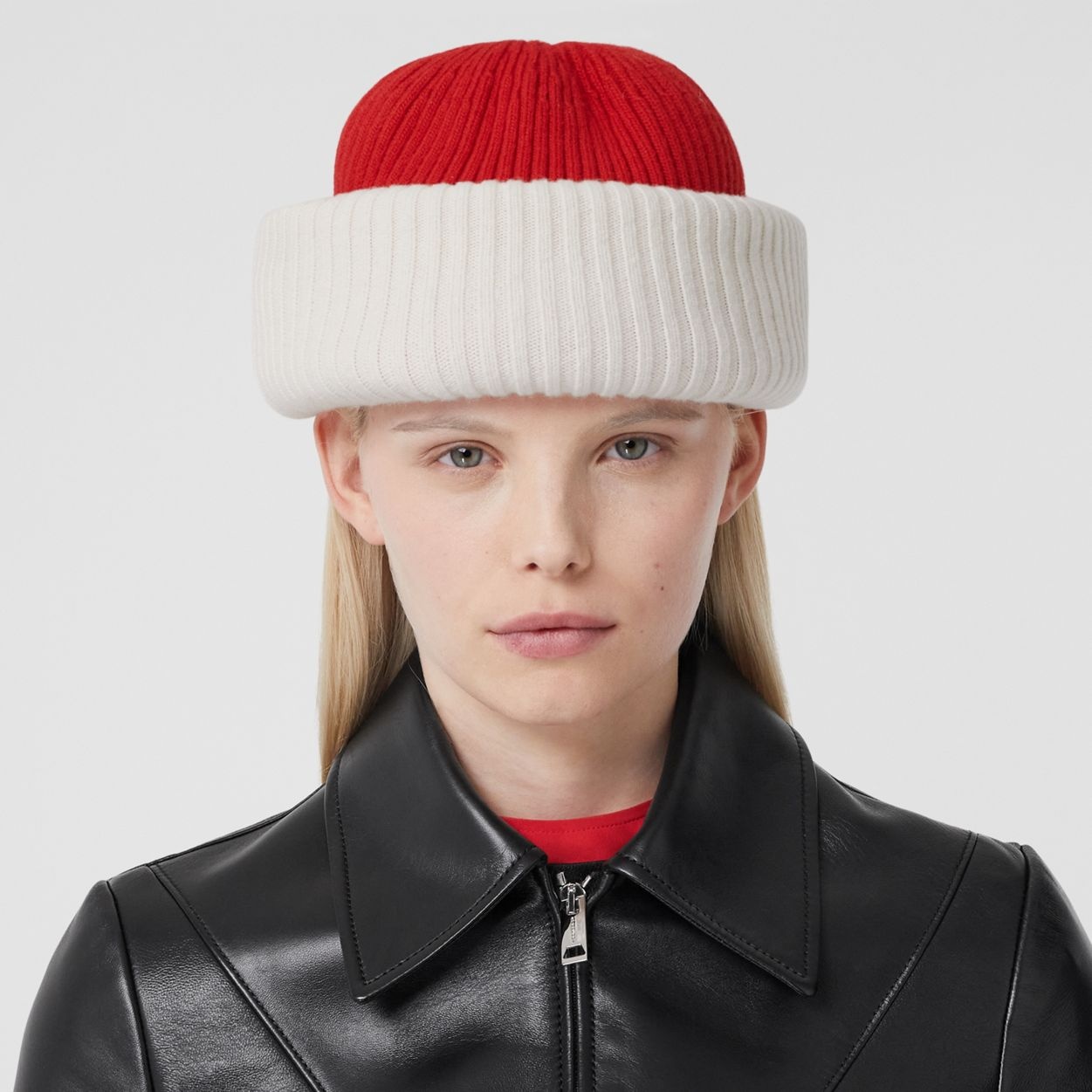 Reversible Cut-out Detail Rib Knit Wool Beanie - 5