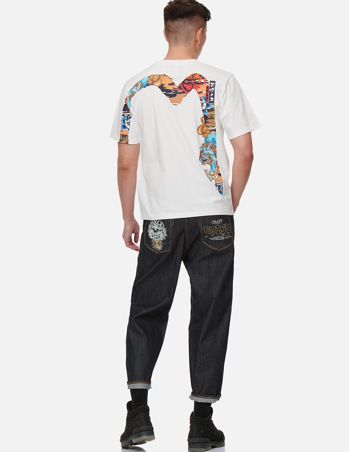 KOMAINU AND KAMON EMBROIDERED BALLOON DENIM JEANS - 3
