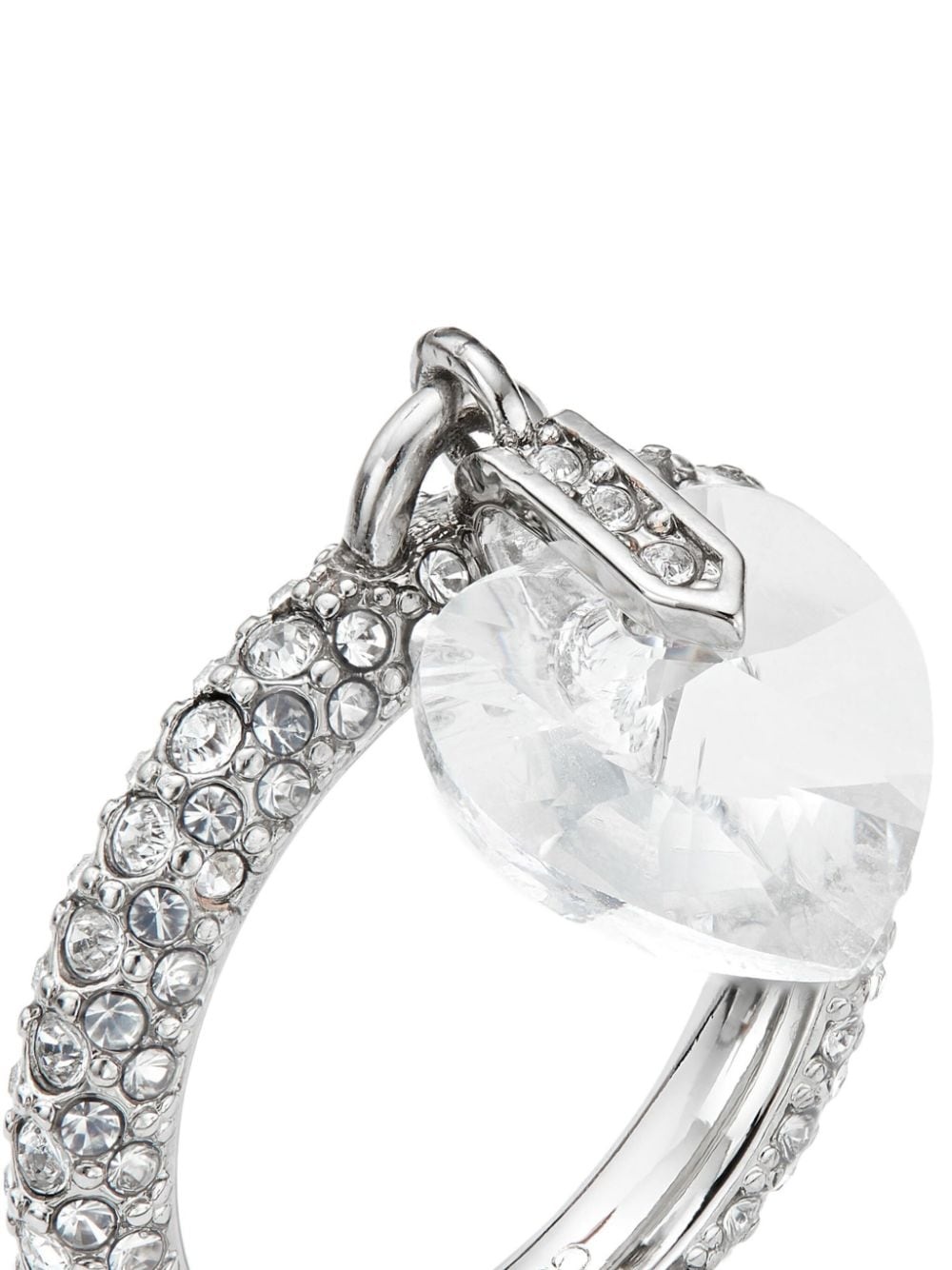 heart-charm crystal ring - 3