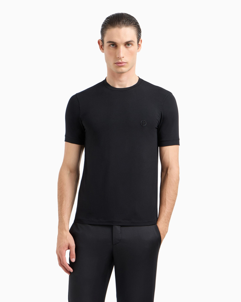 GIORGIO ARMANI STRETCH VISCOSE BAMBOO JERSEY T-SHIRT WITH GA EMBROIDERY outlook