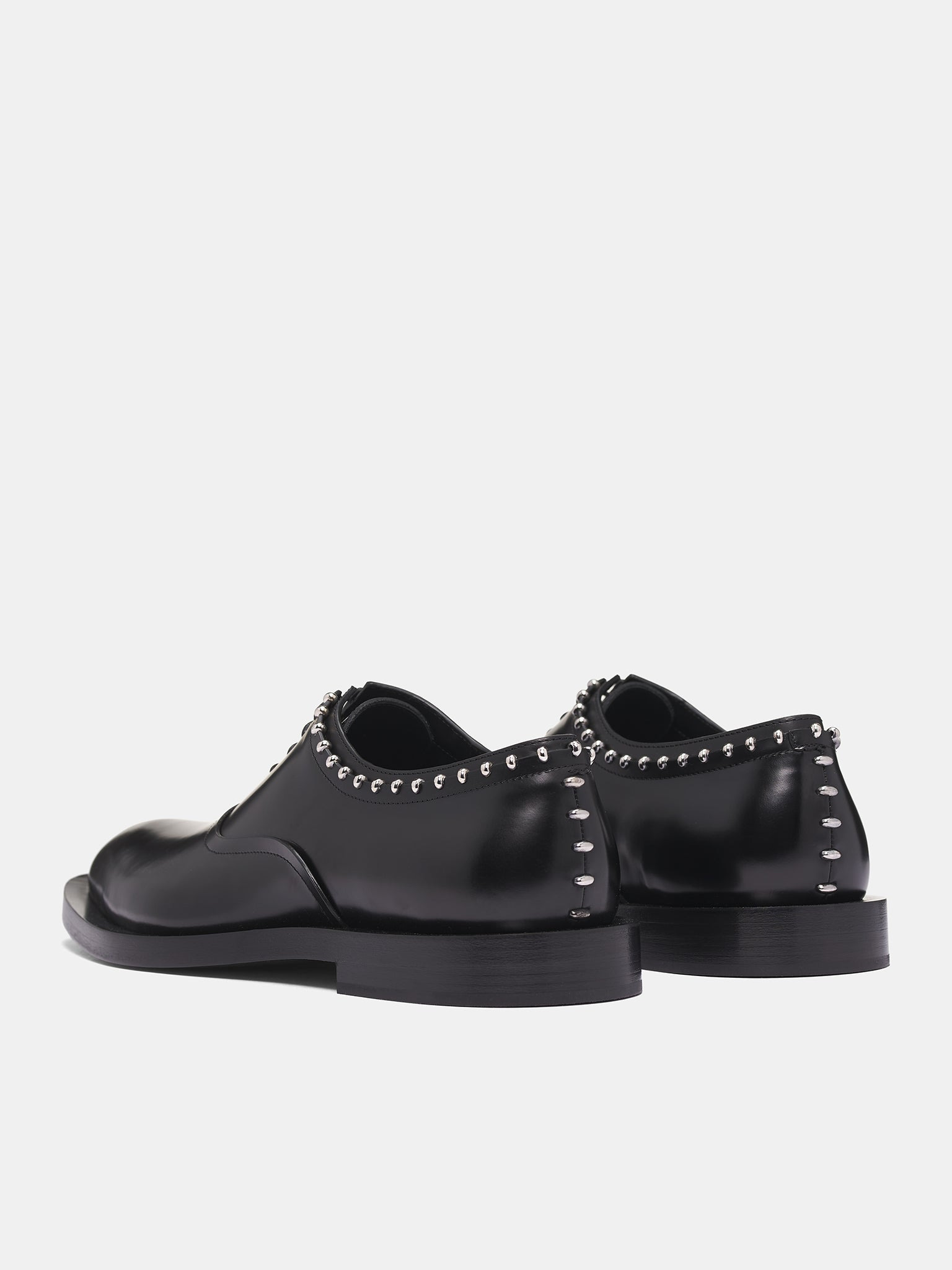 Black Studded Leather Shoes - 5