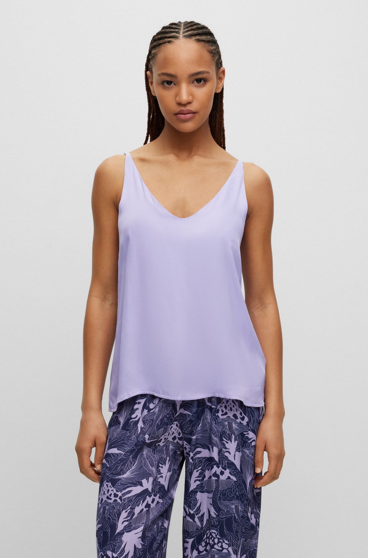 SATIN PAJAMA VEST WITH V-NECKLINE AND LOGO STRAPS - 2