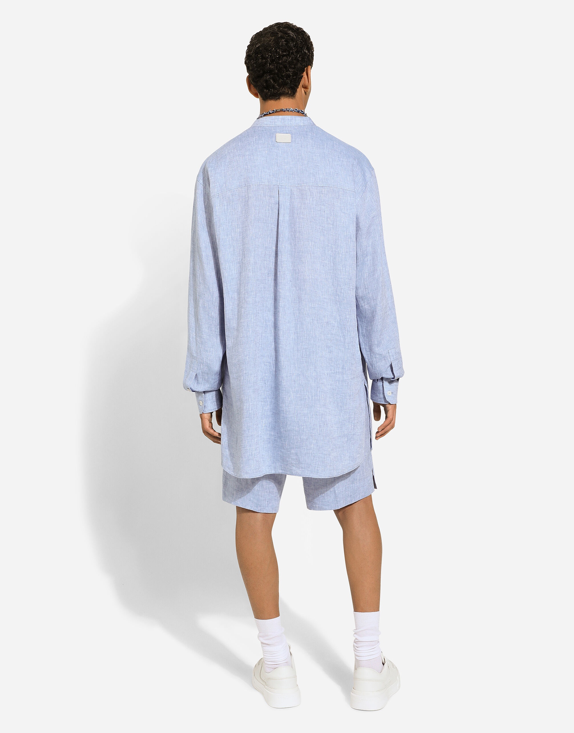 Oversize linen shirt with Mandarin collar - 3