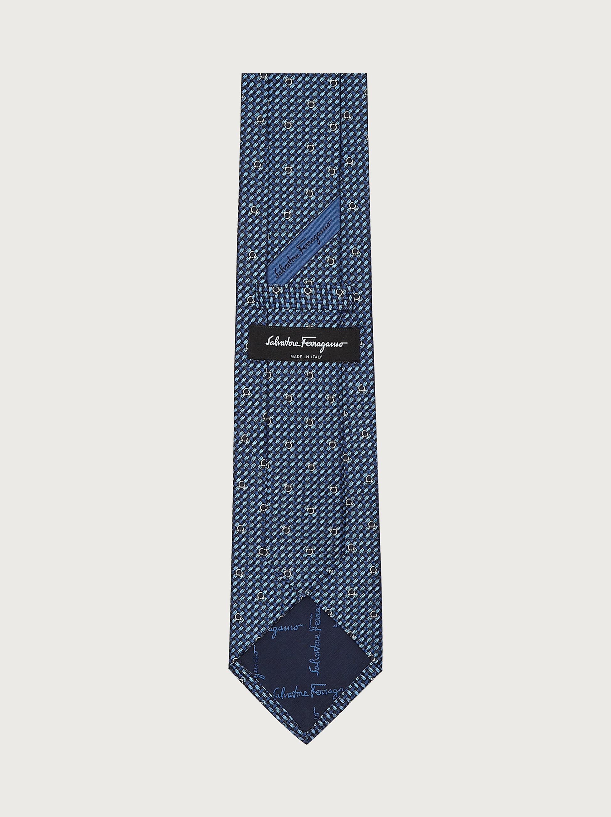 Gancini print silk tie - 3