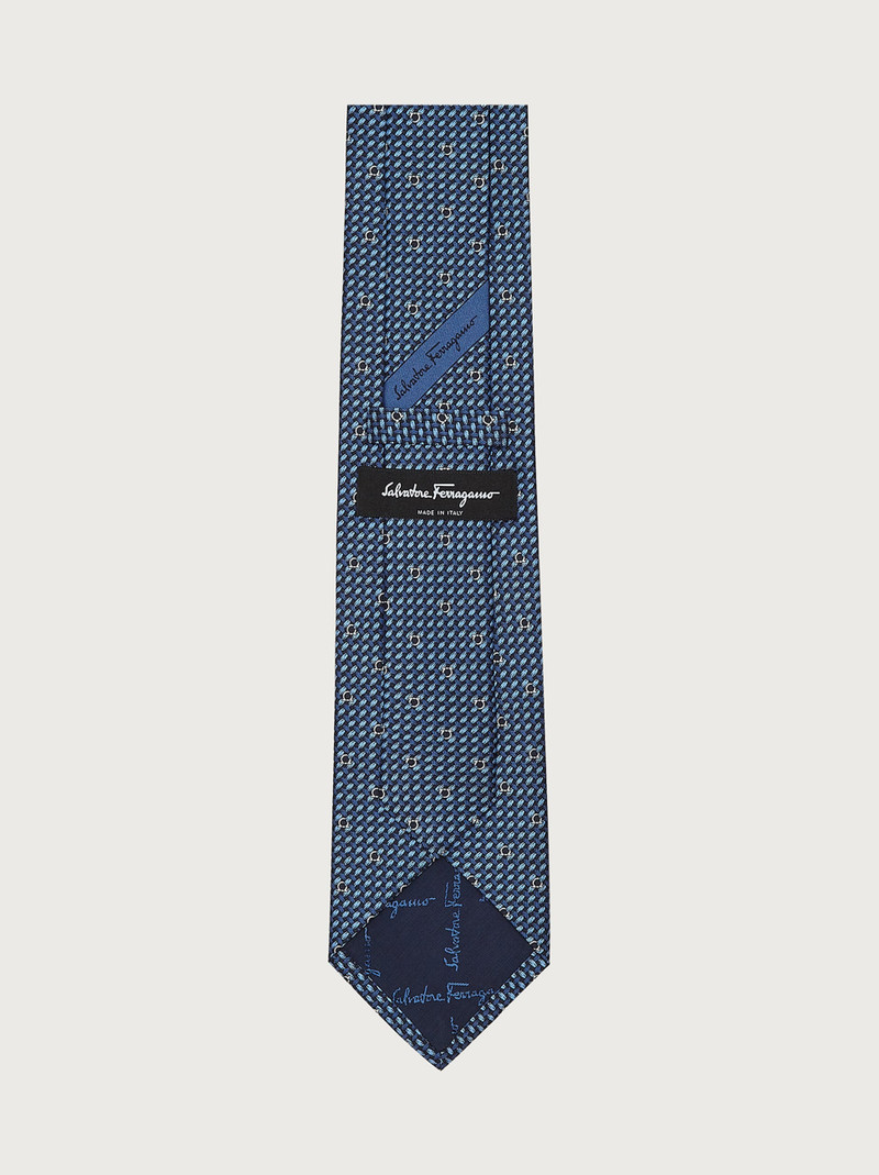 Gancini print silk tie 3