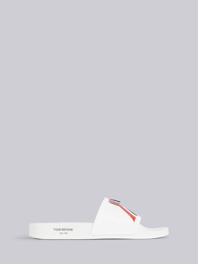 White Rubber Diagonal Stripe Pool Slide 1