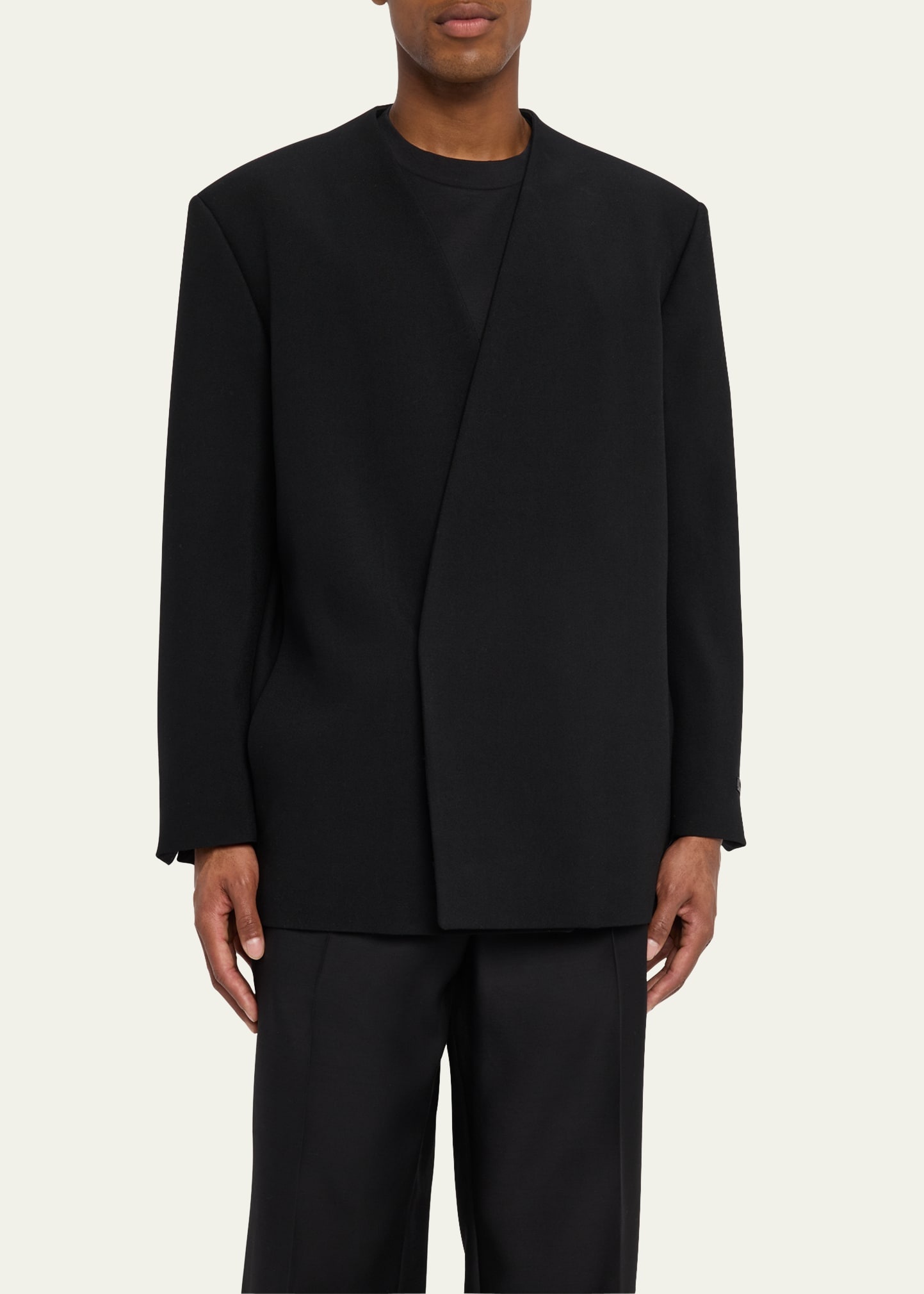 Men's Gabardine Lapelless Blazer - 4