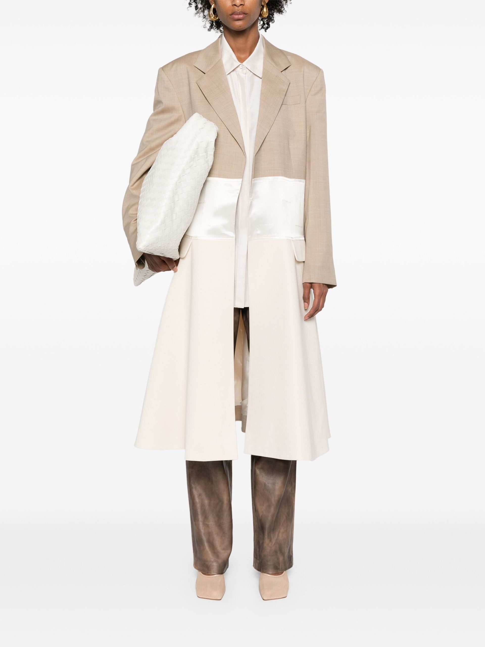 Neutral Panelled Single-Breasted Coat - 2