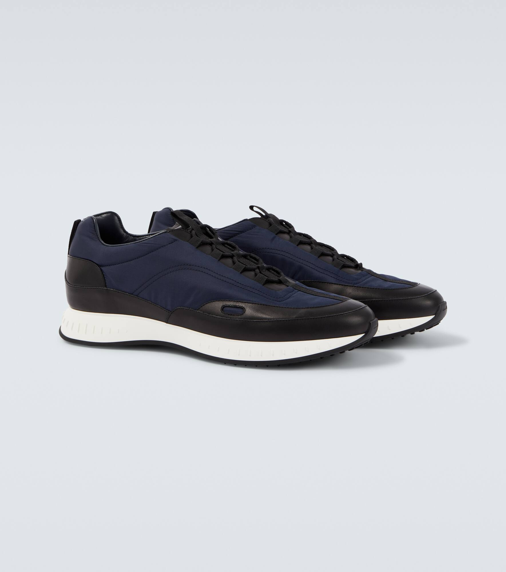 Leather-trimmed slip-on sneakers - 5