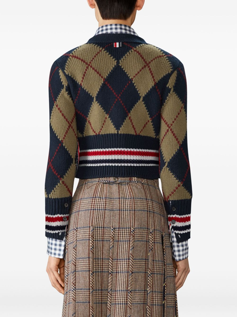 argyle-intarsia V-neck cardigan - 4