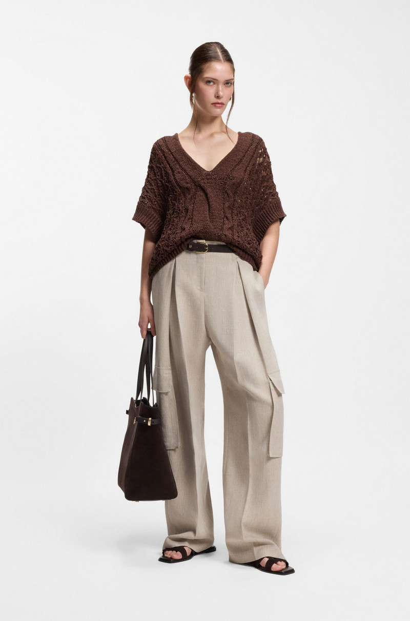 BOSS COTTON-BLEND KNIT TOP WITH CABLE DETAILING outlook