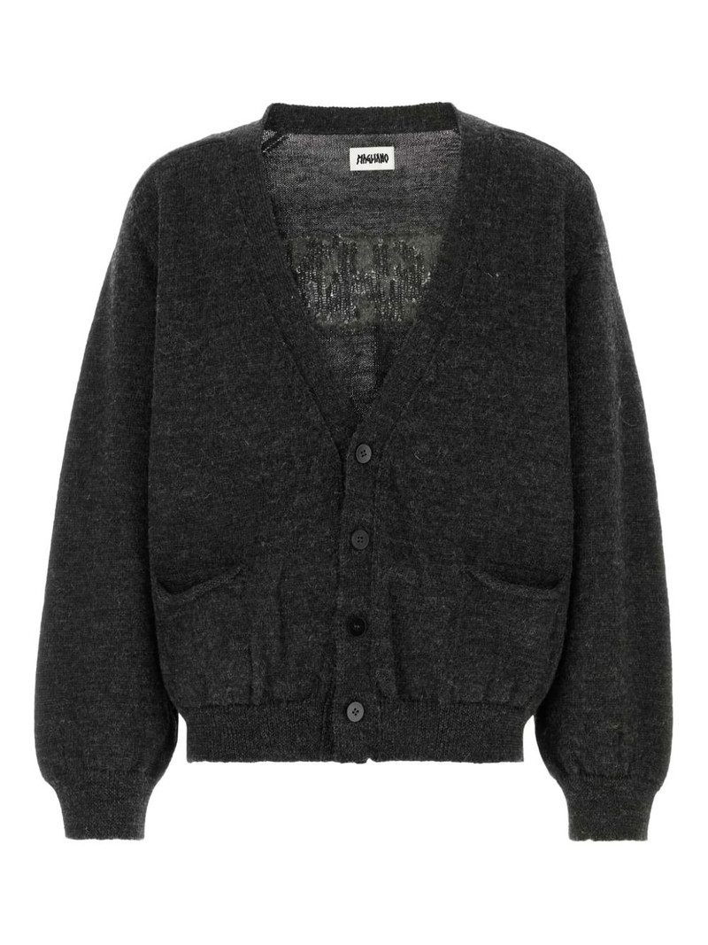 logo-embellishment wool cardigan 1