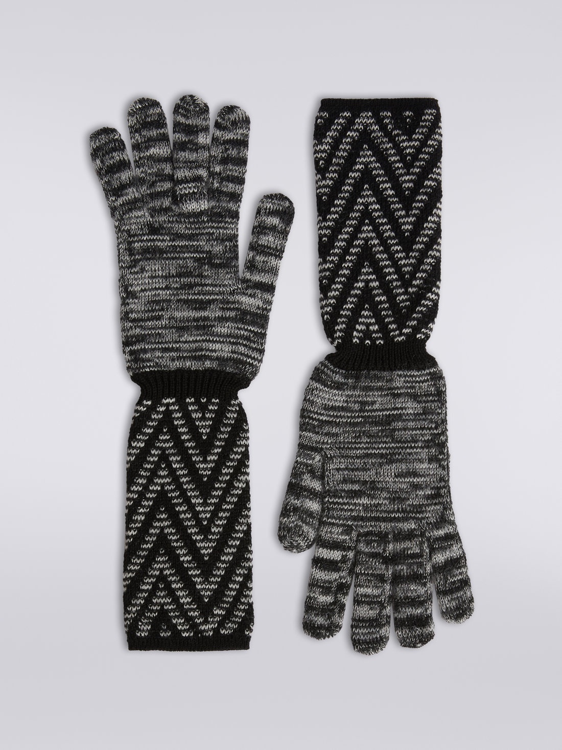 Multi-worked wool and mohair knit gloves - 1