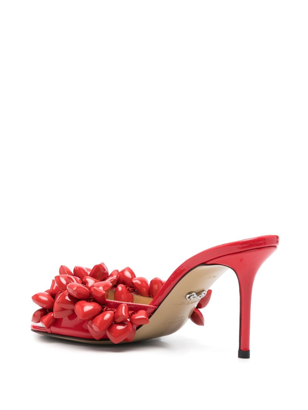 85mm puffly-heart patent mules - 3