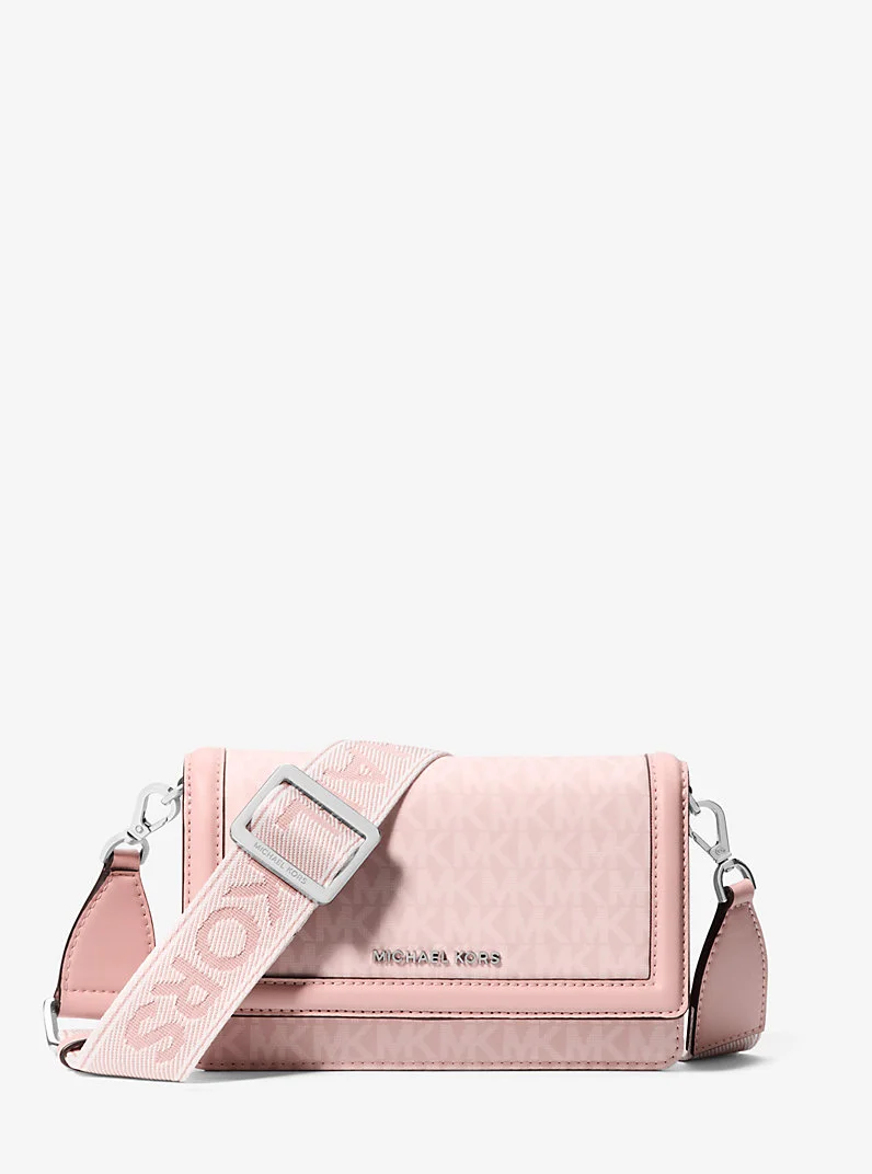 Jet Set Small Signature Logo Print Woven Smartphone Crossbody Bag - 1