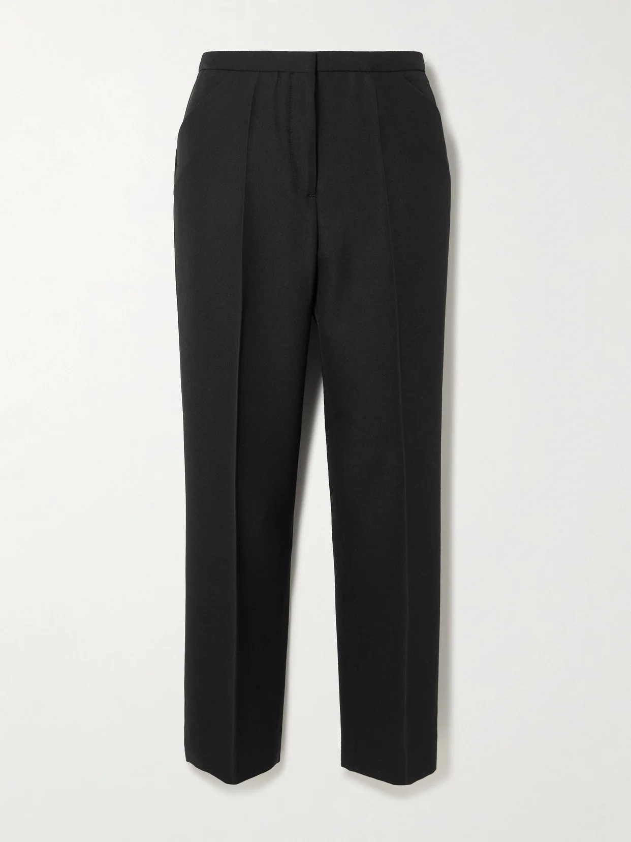 Cropped Pleated Grain De Poudre Straight-leg Pants - 1