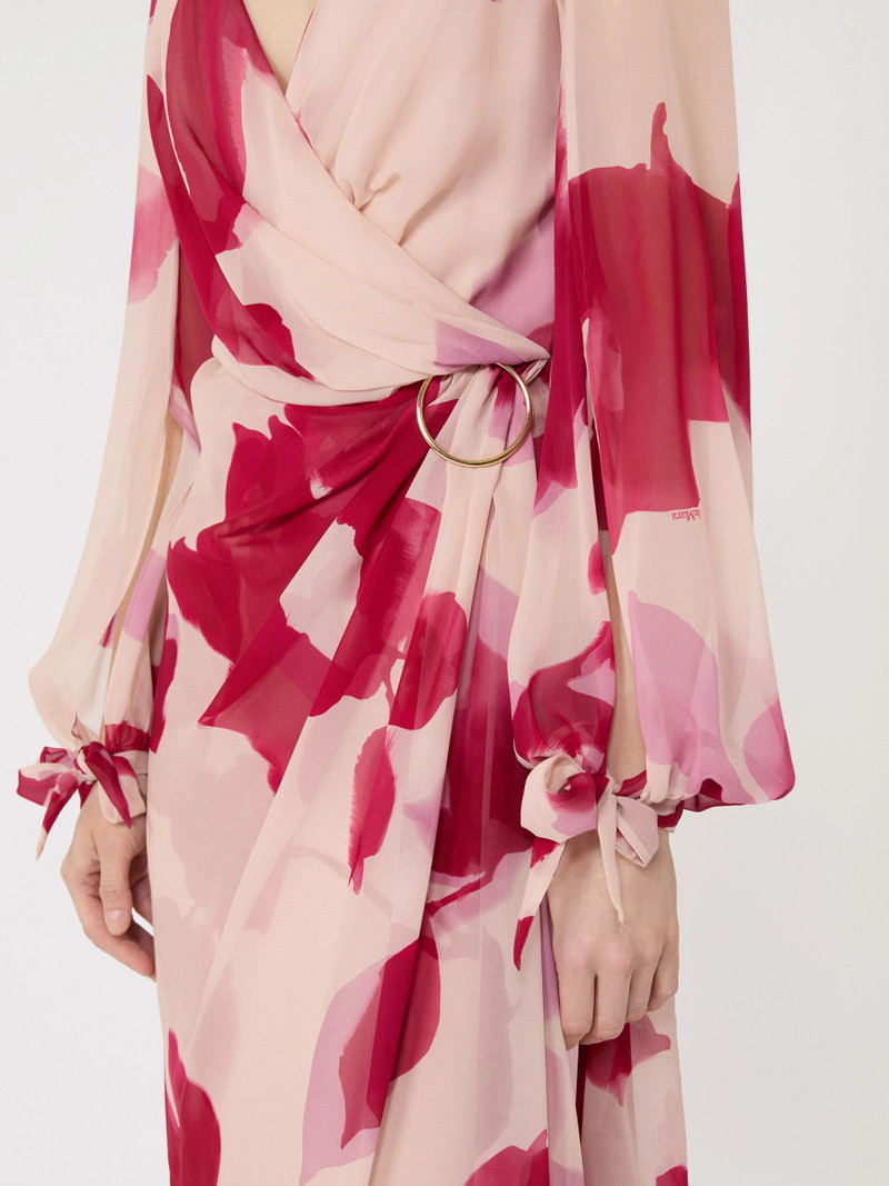 ARMONIOSO Printed georgette dress - BEIGE 5
