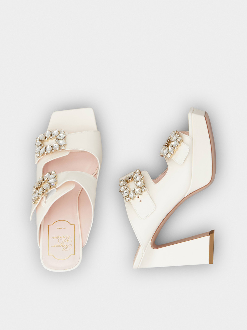 Slidy Viv' Strass Buckle Mules in Nappa Leather 4