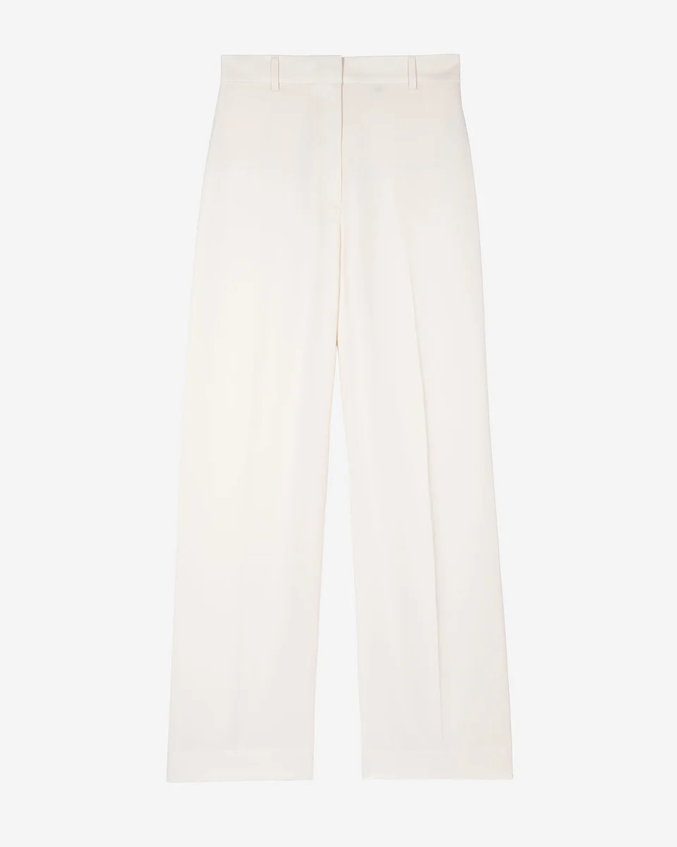 WIDE-LEG PANTS IN ECRU SATIN - 1