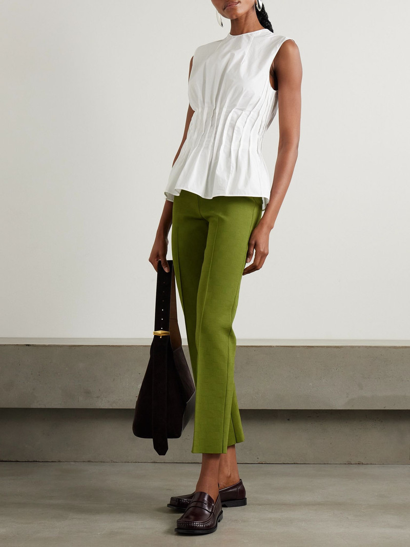 HIGH SPORT NSFW Jules checked jacquard-knit slim-leg pants Green outlook