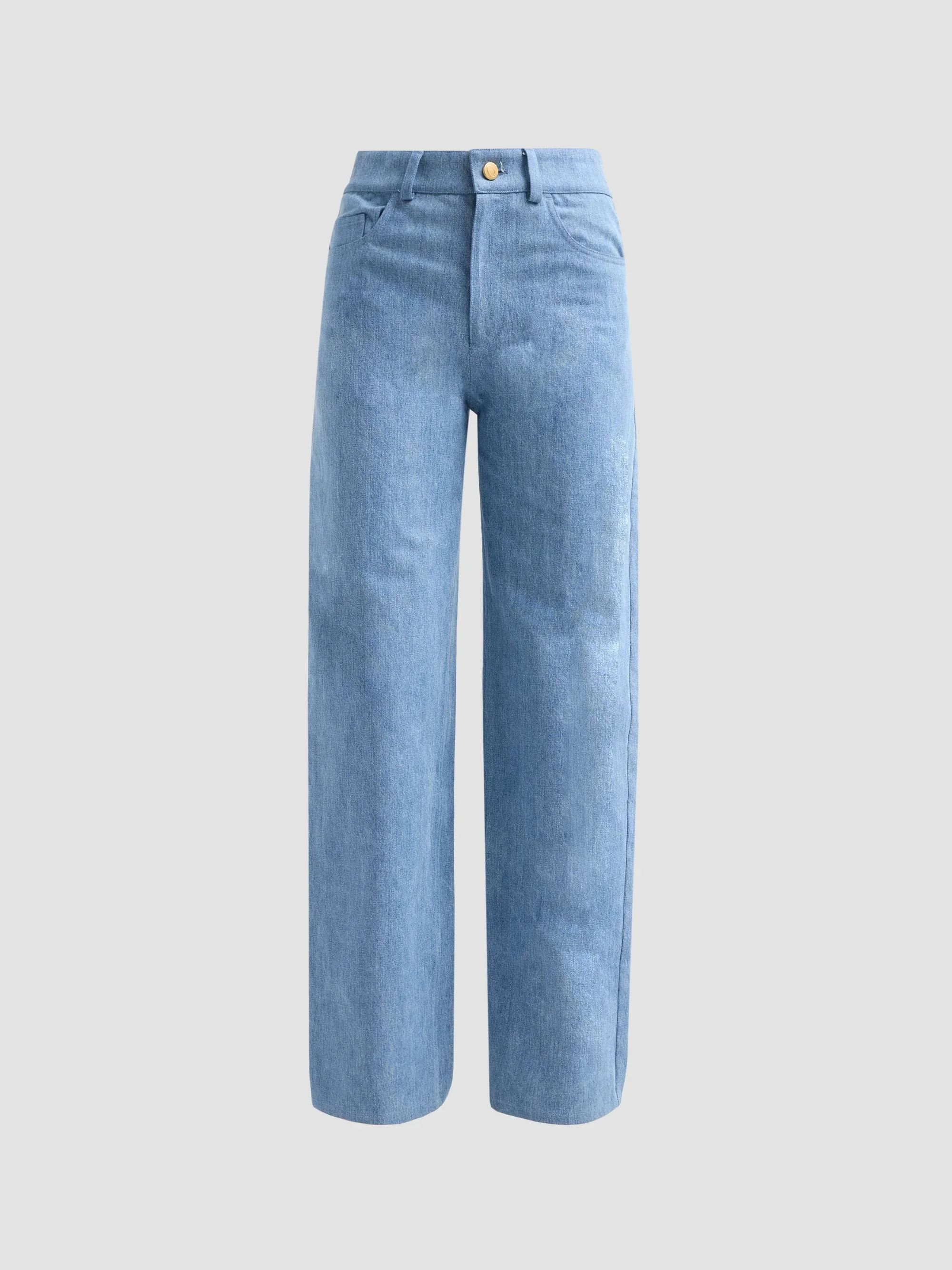 Women's Mid-Rise Straight-Leg Jeans - Light Wash - 1