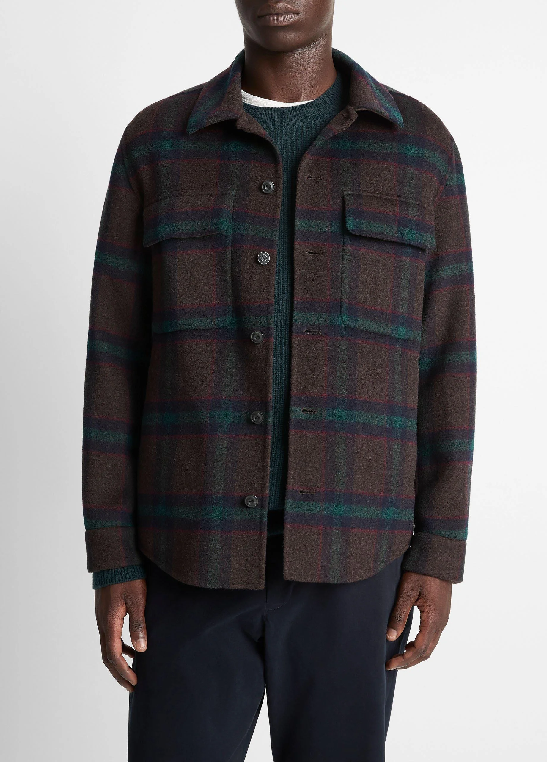 Plaid Splittable Wool-Blend Shirt Jacket - 1