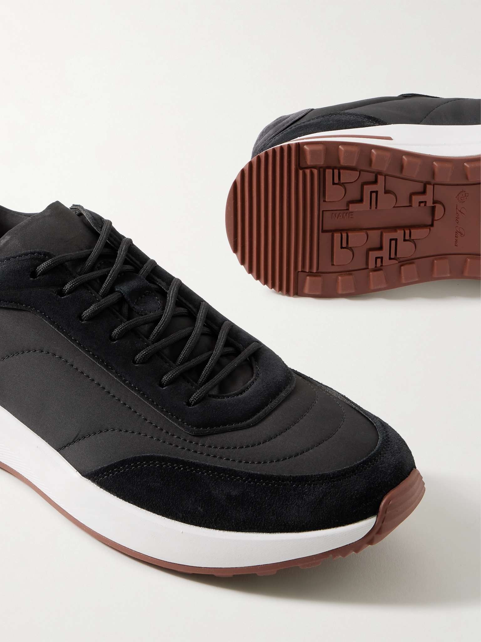 Loro Piana Weekend Walk Suede-Trimmed Shell Sneakers | REVERSIBLE