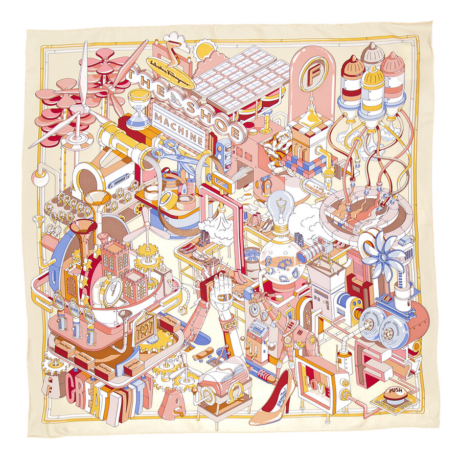 Ferragamo Manovia Print Square Silk Scarf - 3