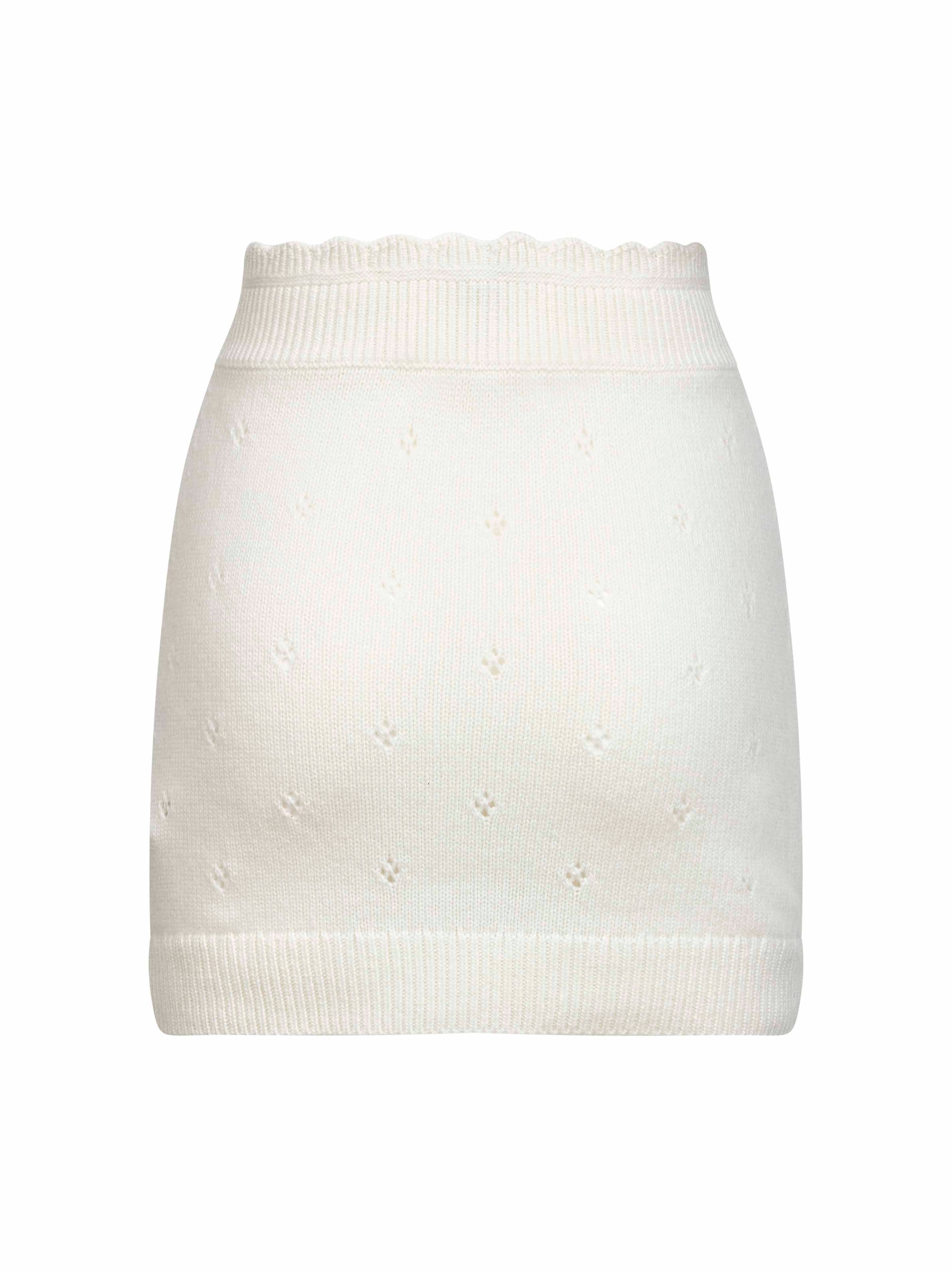 Ivory openwork knit fitted miniskirt - 2