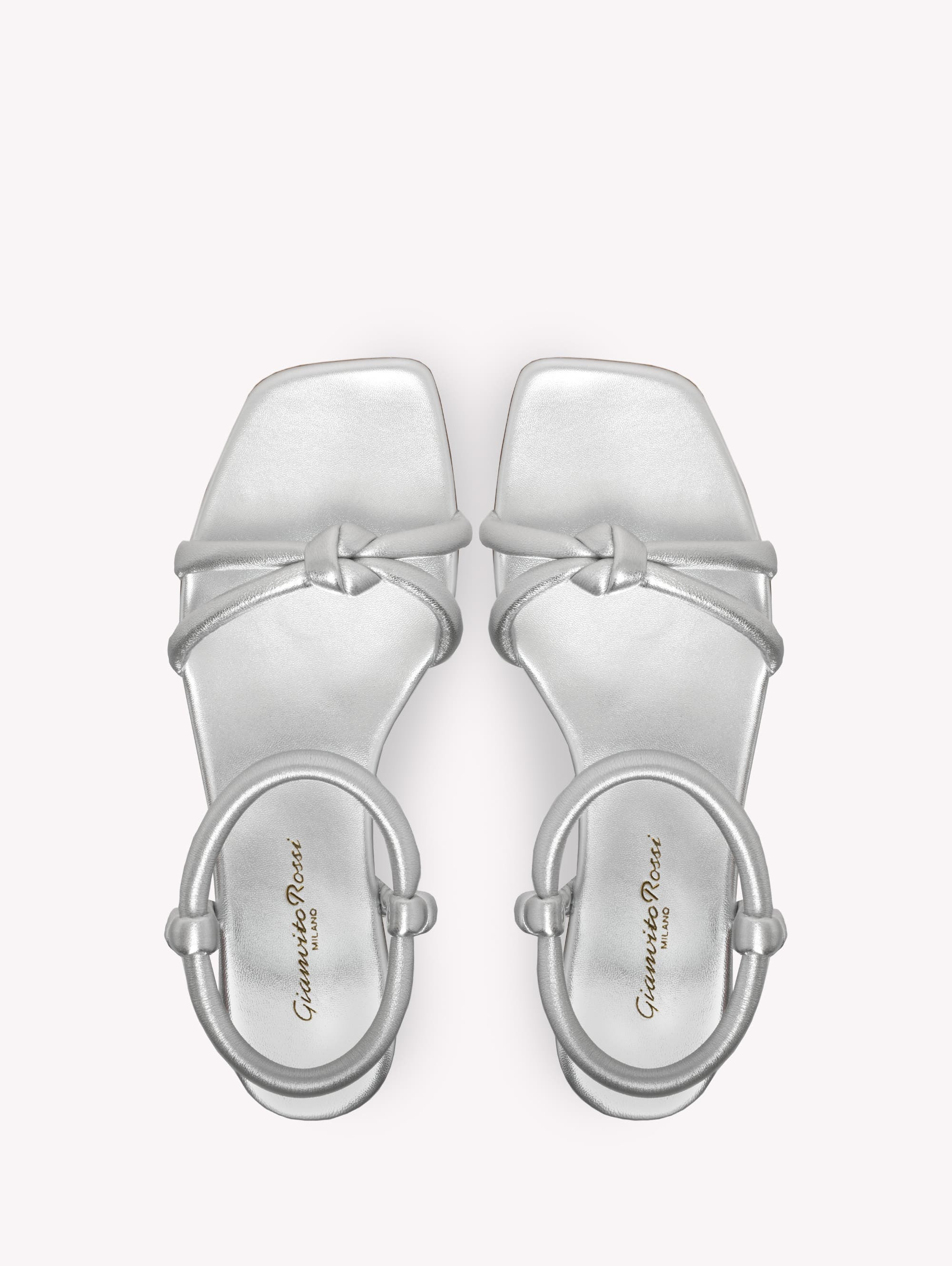 Gianvito Rossi Juno 05 Sandals in Metallic Silver Nappa at Nordstrom - 3