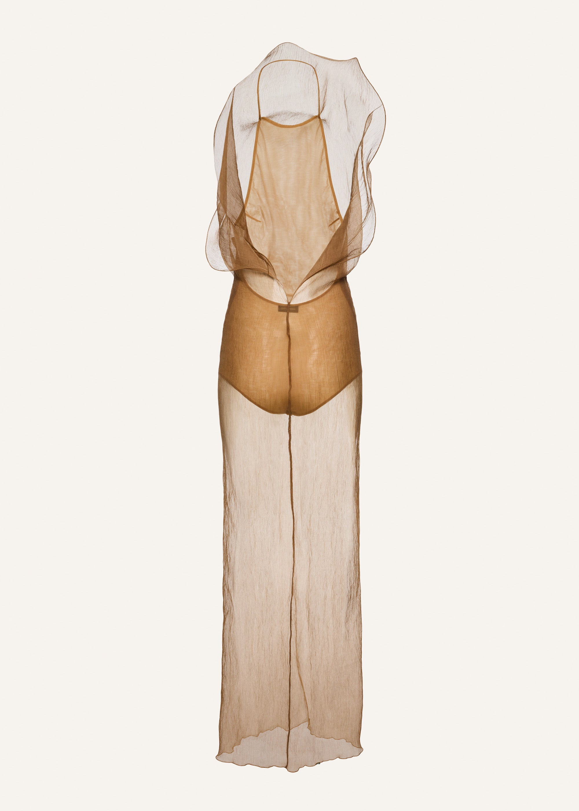 Silk organza gown in beige - 2
