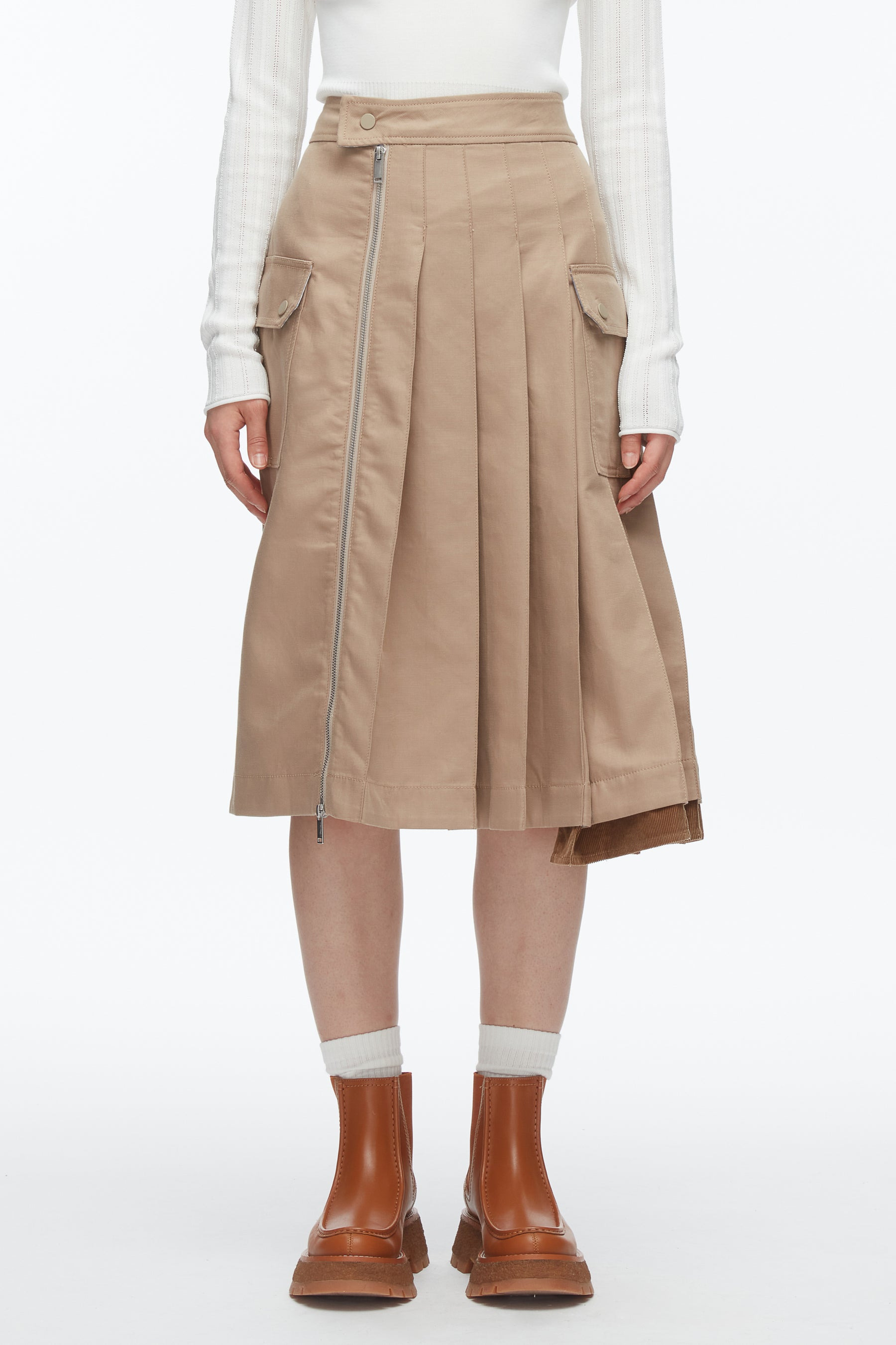 Pleated Zip Utility Skirt - 3