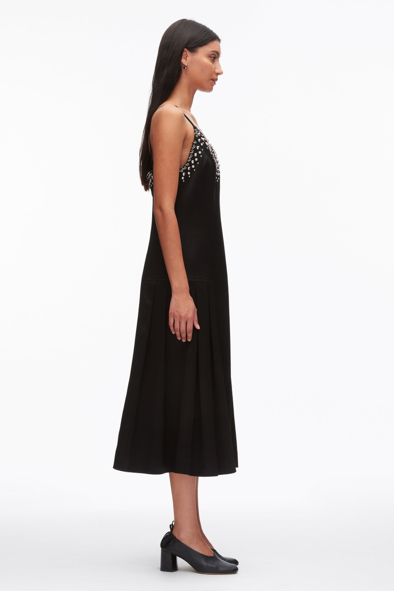 Studded Satin Pleated Cami Midi Dress 4