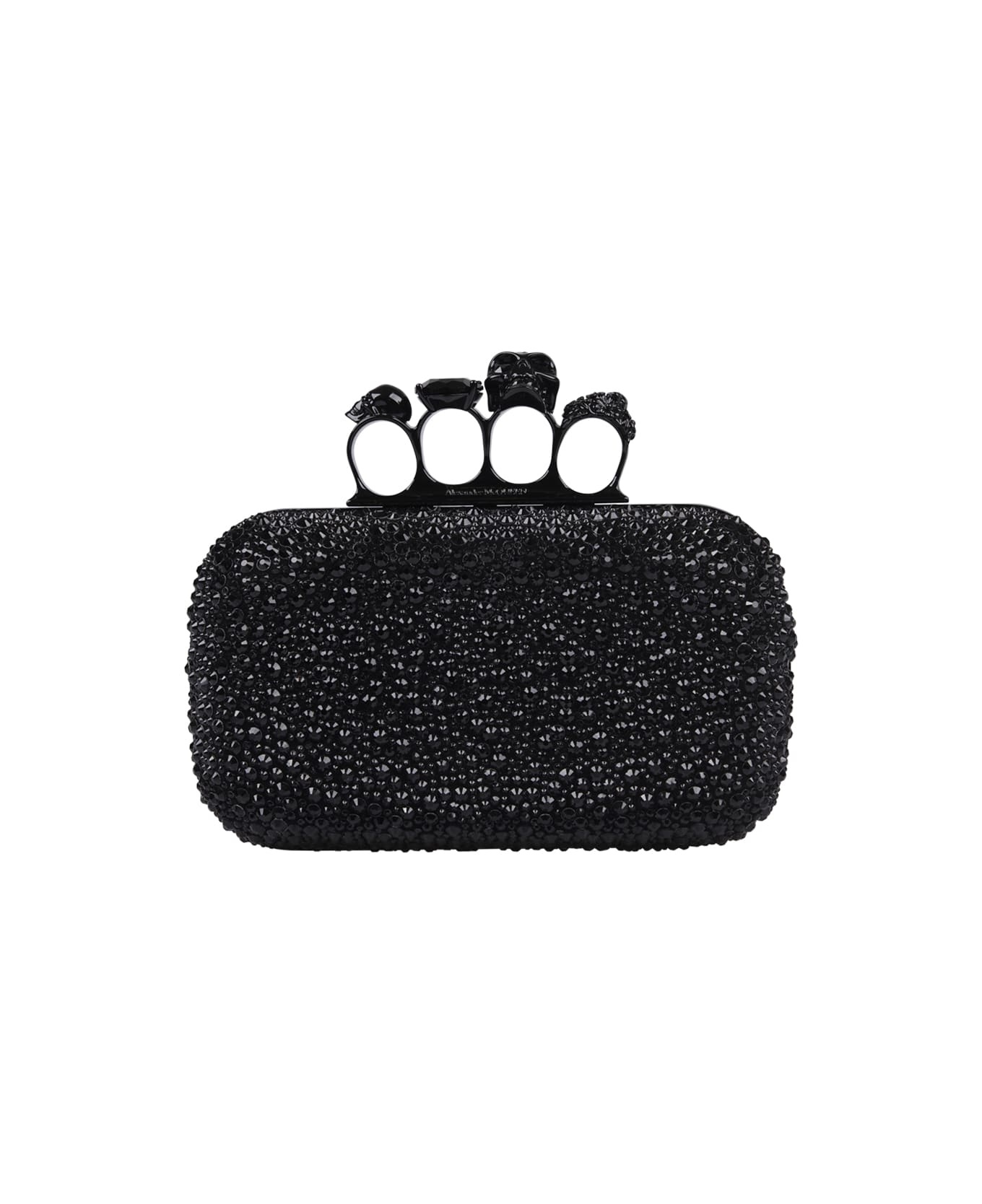 Black Skull Four Ring Clutch Bag With Chain - 1